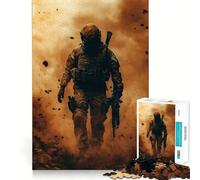 Puzzle Soldat dans Un Nuage de poussière pour Adultes 1000 pièces, Jeu de logique mentale, Divertissement apaisant, découpe Ferme, Surprise chaleureuse (38x26cm)