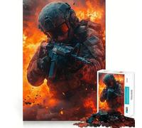 Puzzle Soldat en Feu 1000 Pièces pour Adolescents Renforce la Mémoire Détente et Amusement Bords Lisse Liste de Vœux du Père Noël (38x52cm)