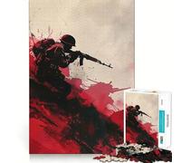 Puzzle Soldat Minimaliste 1000 pièces pour Adultes, Jeu de logique Puissant, Anti-anxiété, Bords Transparents, pour Les fêtes 38x52cm