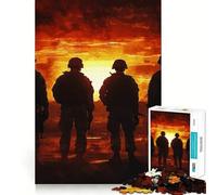 Puzzle Soldats au Coucher du Soleil pour Adultes, 1000 pièces, Jeu de logique mentale, Divertissement apaisant, découpe Ferme, Surprise chaleureuse (50x75cm)