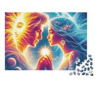 Puzzle Soleil et Lune à Tenir en Main,1000 pièces,Carton épais et résistant,encadrable,idéal pour Les Voyages,Les Vacances à la Maison,pour Adultes,familles, et débutants,70x50cm/1000 pièces
