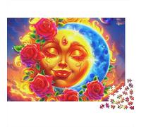 Puzzle Soleil et Lune Rose Céleste 1000 pièces en Carton recyclé épais-Idéal pour se détendre,Voyager ou se divertir à la maison-38x26cm-1000 pièces