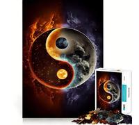 Puzzle Soleil et Lune Yin et Yang pour Adolescents 1000 pièces Jeu de logique Amusant à l'intérieur Bords précis Pièce de Collection Artistique 50x75cm