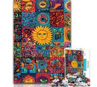 Puzzle Soleil Souriant Collage Puzzles pour Adolescents 1000 Pièces, Jeu Familial Anti-Stress Défi Difficile Cadeaux Secrets du Père Noël 26x38cm