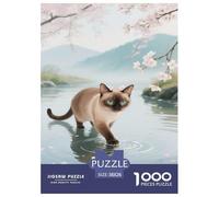 Puzzle Somali Chat avec 1000 Pièces pour Adultes,Paysage de Montagnes et d'eau Un Jeu De Dexérité Très Difficile Puzzle,Jeu D'intelligence l'art De La Décoration Moderne 38x26cm/1000pcs
