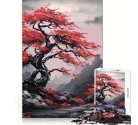 Puzzle Sombre Arbre de la Lune Rouge pour Adultes, 1000 pièces, pour stimuler la mémoire, Jeu de Groupe, Assemblage du Motif, Surprise de Noël (38x52cm)