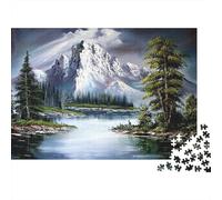 Puzzle Sommets Enneigés Reflet Forêt 1000p 70x50cm Papier Recy dultes Jeu Difficile Stimule Réflexion Cadeau