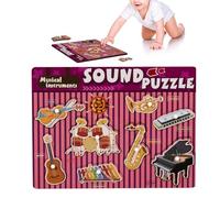 Puzzle sonore sur le thème des instruments, puzzle sonore musical en bois | Jouets de puzzle d'instruments à chevilles épaisses - Puzzle en bois avec effets sonores pour la maison, l'école, la materne