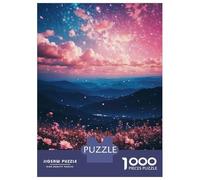 Puzzle sophistiqué pour adultes, 1000 pièces de fleurs roses et ciel nocturne pour adolescents, jeux de détente, décoration parfaite, cadeau pour amis et famille 52 x 38 cm/1000 pièces