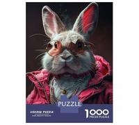 Puzzle sophistiqué pour adultes, 1000 pièces élégant lapin chic pour adolescents, jeux de détente, décoration parfaite, cadeau pour amis et famille 52 x 38 cm/1000 pièces