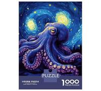 Puzzle sophistiqué pour adultes, 1000 pièces Puzzles Octopus Starry Night pour adolescents, jeux de détente, décoration parfaite, cadeau pour amis et famille 70 x 50 cm/1000 pièces