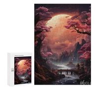Puzzle sophistiqué pour adultes, 300 pièces, Mystical Moonlit Sakura Valley, puzzle pour adolescents, jeux d'amusement, promeut la mémoire, cadeau idéal pour les amateurs de jeu, 300 pièces