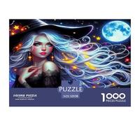 Puzzle Sorcière 1000 Pièces en Papier Recyclé pour Adultes - Jeu Éducatif Sorcière Nébuleuse Cosmique Cheveux - Cadeau Décompression Amusant 52x38cm/1000 pièces