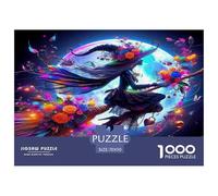 Puzzle Sorcière 1000 pièces pour adultes - Sorcière flottante, motif floral cosmique, jeu impossible, difficile et stimulant, idéal pour la décoration murale et les cadeaux (70 x 50 cm / 1000 pièces).