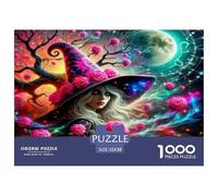 Puzzle Sorcière 1000 pièces pour Décoration Murale - Sorcière Florale Ciel Cosmique (52 x 38 cm) - Idéal pour se détendre et décorer Un Mur (Adultes)