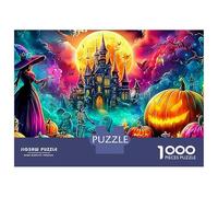 Puzzle Sorcière d'halloween 1000 pièces Puzzle en pièces détachées Château Hanté Fantastique Puzzle Impossible Parfait pour se détendre Carton 100% recyclé pour Cadeaux décoratifs 38x26cm/1000 pièces