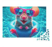 Puzzle Souris au Bord de la Piscine,1000 pièces,Carton Robuste de qualité supérieure,à encadrer,Les Voyages,Les séjours à la Maison ou à la Maison,pour Adultes,Adolescents et,38x26cm/1000 pièces