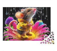 Puzzle Souris Floral Petit Rongeur 1000 pièces en Carton Robuste de qualité supérieure,à encadrer,Les Voyages,Les séjours à la Maison ou à la Maison,pour Adultes,Adolescents et .52x38cm/1000 pièces