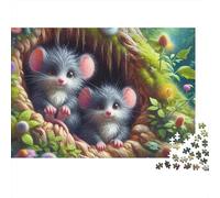 Puzzle Souris Trou Petit Rongeur 1000 Pièces en Carton Recyclé Robuste-Cadeau de Vacances,de Voyage ou de Séjour à la Maison pour Adultes,Famille,Débutants et Passionnés-38x26cm/1000 pièces