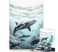 Puzzle sous-Marin de Baleine 1000 pièces Jeu de Concentration mentale Découpe de précision Bords Lisses Jeu de Construction de Liens significatifs (38x26cm)