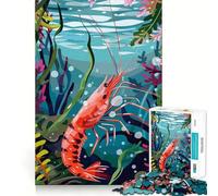 Puzzle sous-Marin de crevettes 1000 pièces pour Adolescents Amélioration de la mémoire Amusant et Relaxant Pièce de Collection aux découpes nettes 50x75cm