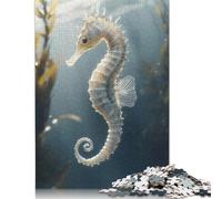 Puzzle sous-Marin Hippocampe Blanc 1000 pièces pour Adultes, difficulté : renforce Les Relations Entre Les Membres de la Famille (1000 pièces, 38 x 26 cm).