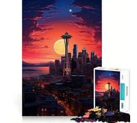 Puzzle Space Needle de Seattle (Washington), 1000 pièces, pour Adolescents, Jeu de logique mentale, évasion apaisante, Objet de Collection aux Bords Fins (38x26cm)