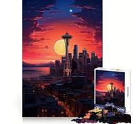 Puzzle Space Needle de Seattle (Washington), 1000 pièces, pour Adolescents, Jeu de logique mentale, évasion apaisante, Objet de Collection aux Bords Fins (38x26cm)