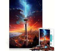 Puzzle Space Needle Seattle Peindre pour Adultes, 1000 pièces, Jeu Intelligent, Amusant et Relaxant, Assemblage de Motifs, Cadeau précieux (50x75cm)