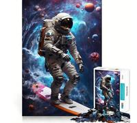 Puzzle Spatial 1000 pièces sur Le thème de l'astronaute Surfeur, Jouet Intelligent pour Adultes, Jeu d'intérieur, découpe précise, Joli Cadeau 38x26cm