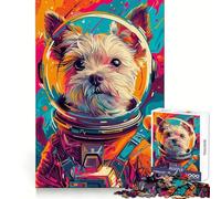 Puzzle Spatial Astronaut Terrier 1000 pièces pour Adolescents Un Cadeau Festif aux Bords Nets Idéal pour s'entraîner et Passer Un Bon Moment (38x52cm)