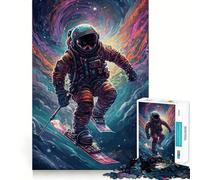 Puzzle Spatial d'astronaute Skieur pour Adultes, 1000 pièces, renforce la mémoire, soulage Le Stress, Bords Lisses, 38x52cm