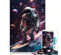 Puzzle Spatial d'astronaute Surfeur 1000 pièces pour Adultes Stimule la mémoire Temps Chaud Assemblage d'image Belle œuvre d'art 38x52cm