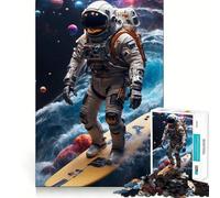 Puzzle Spatial d'astronaute Surfeur pour Adolescents, 1000 pièces, Jeu d'entraînement cérébral, Image Simple et Amusante à Assembler, Cadeau précieux 50x75cm