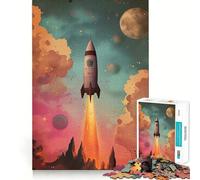 Puzzle Spatial rétro de 1000 pièces sur Le thème du Lancement de fusées, idéal pour Adultes, pour développer sa mémoire et soulager Son anxiété Un Cadeau Artistique à Assembler (50x75cm)