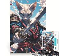 Puzzle Sphynx Chat Samouraï pour Adultes 1000 pièces Jeu Intelligent et Anti-Stress, Motif à Assembler, Cadeau touchant 38x52cm