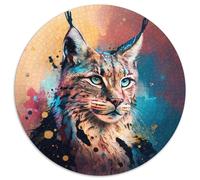 Puzzle Spirit Lynx 1000 pièces, Puzzle Rond en Papier, décoration d'intérieur, Jeu de réflexion pour Adolescents, 1000 pièces (67,5x67,5cm)