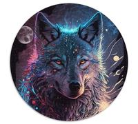 Puzzle Spirit Wolf pour Adultes 1000 pièces Puzzle Rond 1000 pièces pour la Famille et Les Amis, Convient aux 14 Ans et Plus 67,5 x 67,5 cm