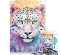 Puzzle SpiritAnimal Léopard des neiges 1000 pièces pour Adolescents Redécouvrez Le Plaisir Relaxant Cadeau saisonnier aux Contours Nets 38x52cm