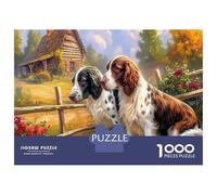 Puzzle Springer Spaniel 1000 Pièces en Papier Recyclé, Deux Épagneuls Bretons & Ferme Ensoleillée, Loisir Adulte, Jeu Éducatif & Défi en Famille, Idée Cadeau Géniale, 52x38cm
