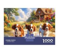 Puzzle Springer Spaniel 1000 Pièces en Papier Recyclé, Trois Épagneuls Bretons & Campagne Joyeuse, Loisir Adulte, Jeu Éducatif & Défi en Famille, Idée Cadeau Géniale, 70x50cm