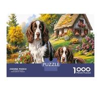 Puzzle Springer Spaniel Adulte 1000 Pièces en Papier Recyclé, Deux Épagneuls Bretons & Ferme Rustique, Amusant & Stimulant, Décoration Murale, Idée Cadeau Géniale, 52x38cm