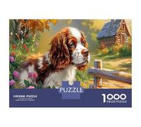 Puzzle Springer Spaniel Adulte 1000 Pièces en Papier Recyclé, Épagneul Breton & Ferme Confortable, Jeu Difficile, Amusant & Stimulant, Loisir en Famille, 52x38cm