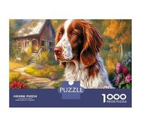 Puzzle Springer Spaniel Adulte 1000 Pièces en Papier Recyclé, Épagneul Breton & Ferme Ensoleillée, Jeu Éducatif & Anti - Stress, Cadeau de Décoration Murale Parfait, 52x38cm