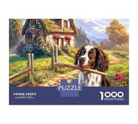 Puzzle Springer Spaniel Adulte 1000 Pièces en Papier Recyclé, Épagneul Breton & Ferme Rustique, Papier Recyclé, Jeu Éducatif & Défi, Amusante Activité Maison, 38x26cm