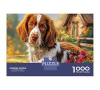 Puzzle Springer Spaniel Adulte 1000 Pièces en Papier Recyclé, Épagneul Breton & Village Confortable, Papier Recyclé, Jeu Éducatif & Défi, Amusante Activité Maison, 70x50cm