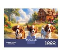 Puzzle Springer Spaniel Adulte 1000 Pièces en Papier Recyclé, Épagneuls Bretons & Campagne Joyeuse, Jeu Extrêmement Difficile, Décoration Murale & Cadeau, 70x50cm