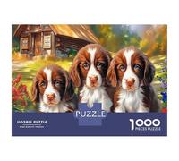 Puzzle Springer Spaniel Adulte 1000 Pièces en Papier Recyclé, Trois Épagneuls Bretons & Campagne Détendue, Amusant & Stimulant, Décoration Murale & Cadeau, 70x50cm