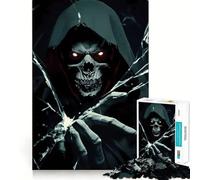Puzzle Squelette aux Yeux Rouges 1000 pièces pour Adolescents, activité de réflexion à Domicile, Bords précis, Cadeau Festif 38x52cm