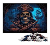 Puzzle Squelette de Pirate 1000 pièces pour Adultes, Puzzle en Bois idéal pour décorer et stimuler Le Cerveau, 50x75cm / 19,68x29,52 Pouces